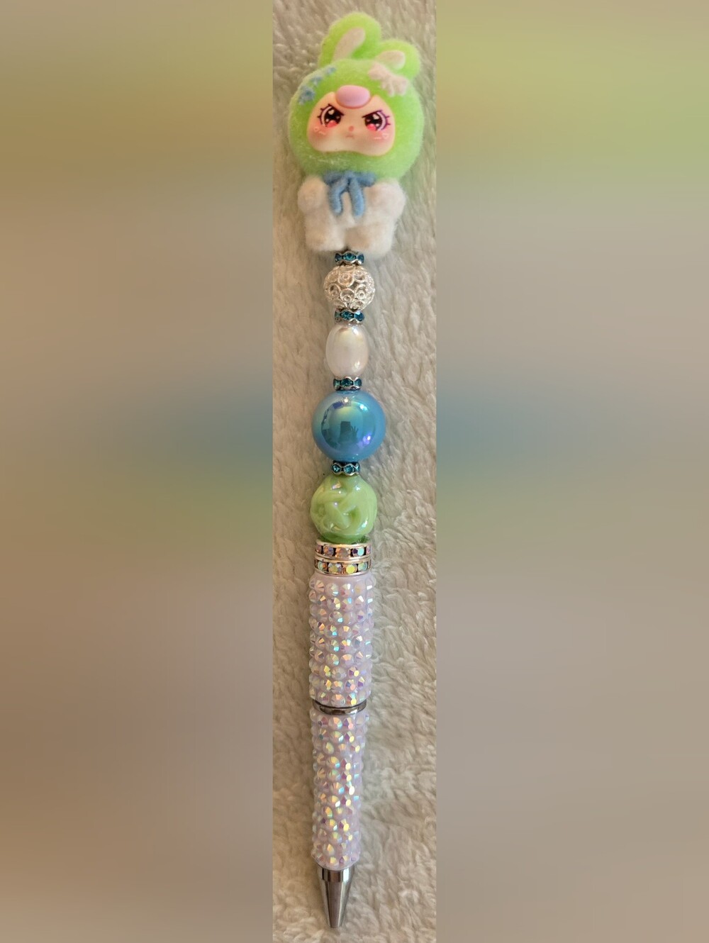 Blue & Green Beaded Pen - BB3